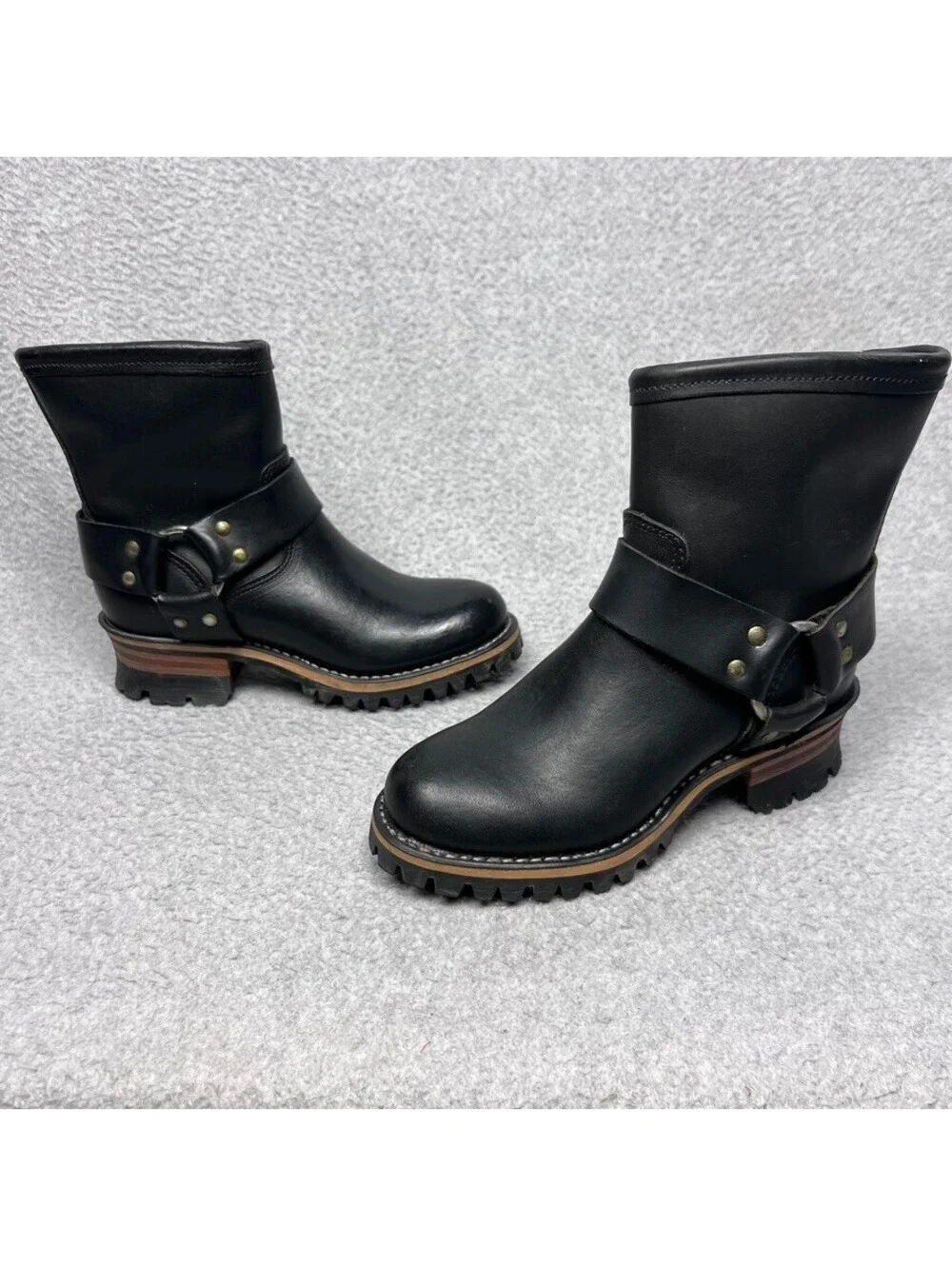 Durango RD5260 Black Leather Harness Moto Boots 5 M Biker Lug Sole Ankle Booties